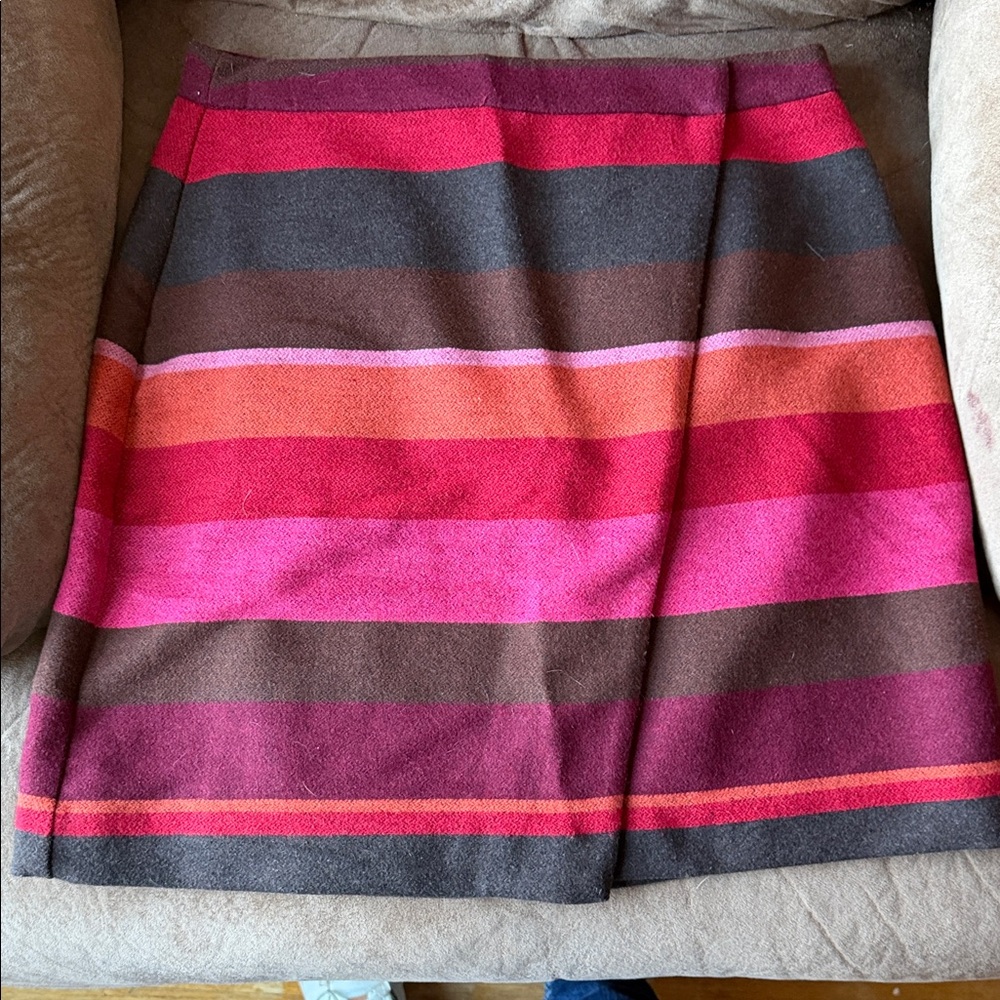 LOFT Pink and Brown Striped A-Line Skirt